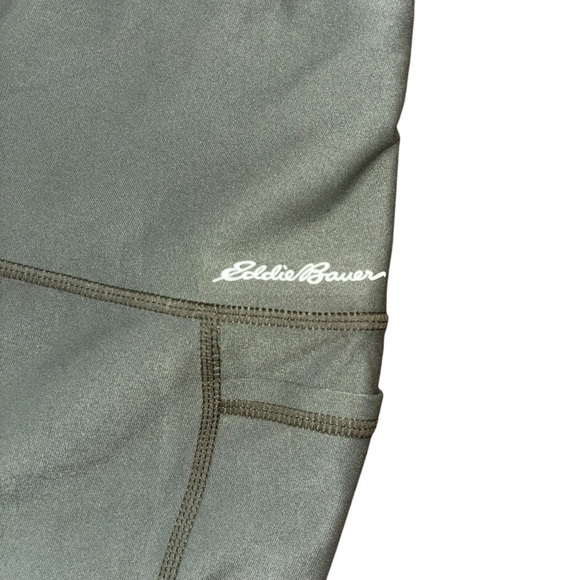 Eddie Bauer Ribbed Moto Olive Green Crop Leggings Women’s M Hiking Outdoor Pants - Picture 9 of 12